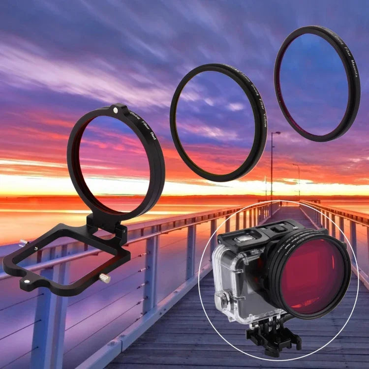 Bộ lọc ống kính lặn 58mm màu vàng + đỏ + tím cho GoPro HERO7 Black/6/5, Bộ lọc ống kính lặn 3 màu 58mm