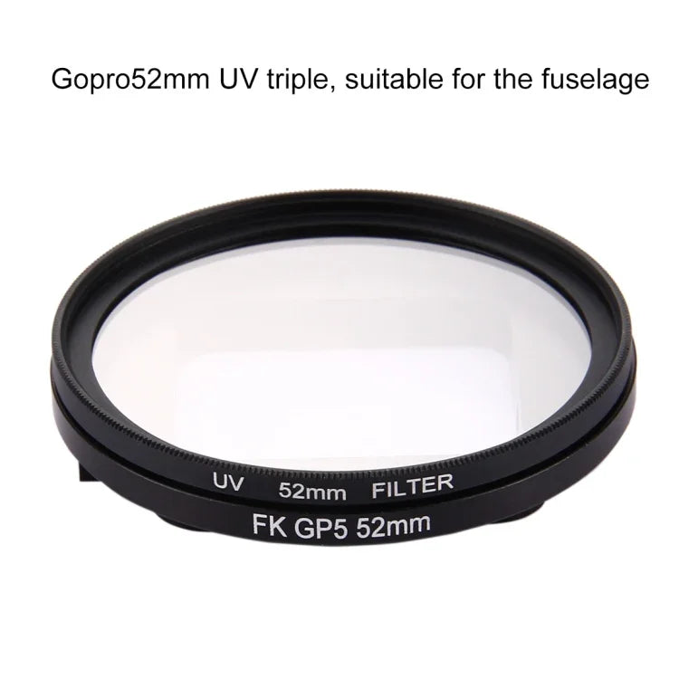 Bộ lọc ống kính UV tròn 3 trong 1 52mm kèm nắp cho GoPro HERO7 Black/6/5, Bộ lọc UV 52mm