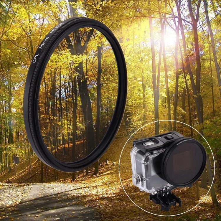 58mm Bộ Lọc Ống Kính CPL Tròn 3 trong 1 Có Nắp Cho GoPro HERO7 Black/6/5, 58mm CPL