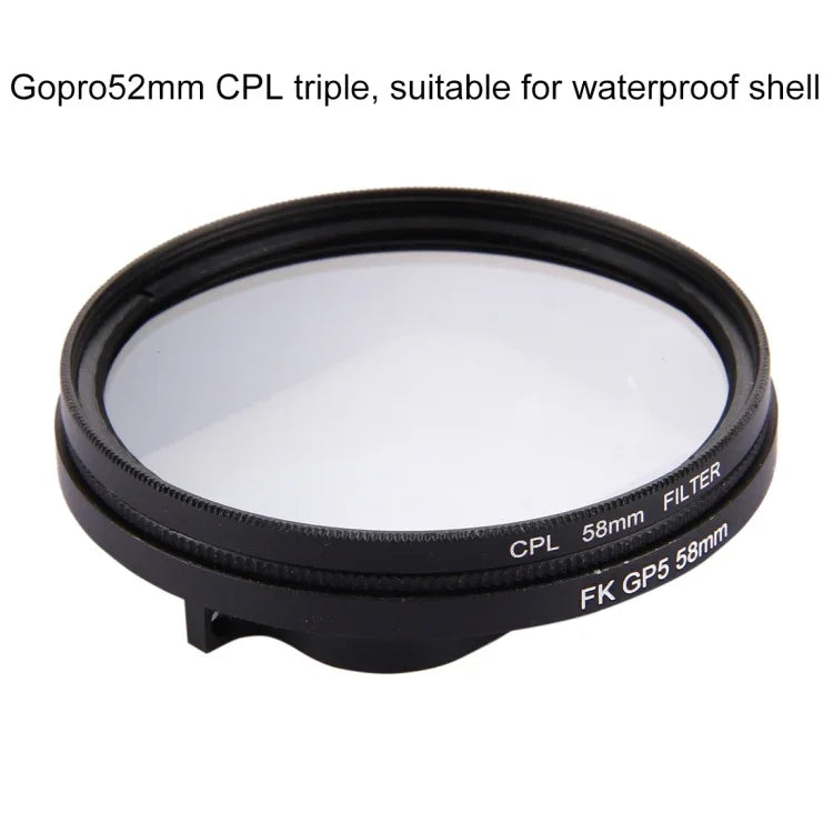 58mm Bộ Lọc Ống Kính CPL Tròn 3 trong 1 Có Nắp Cho GoPro HERO7 Black/6/5, 58mm CPL