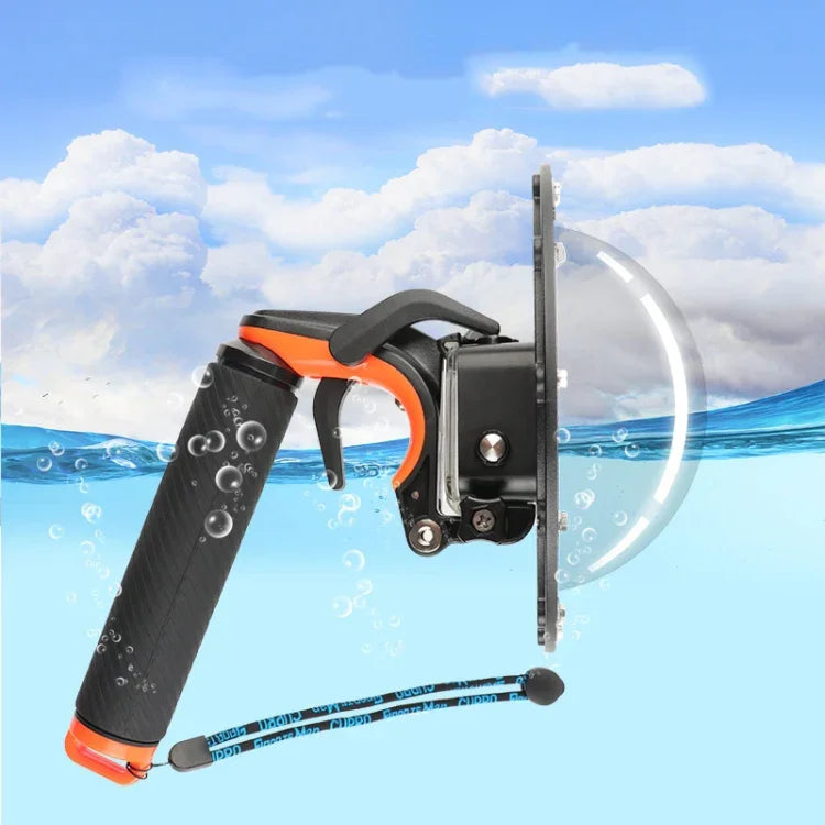 Bộ kích hoạt màn trập + nắp bảo vệ ống kính Dome Port trong suốt + tay cầm phao nổi kèm dây đeo chống mất điều chỉnh được & ốc vít & cờ lê cho GoPro HERO7 /6 /5, Nắp trong suốt + Tay cầm