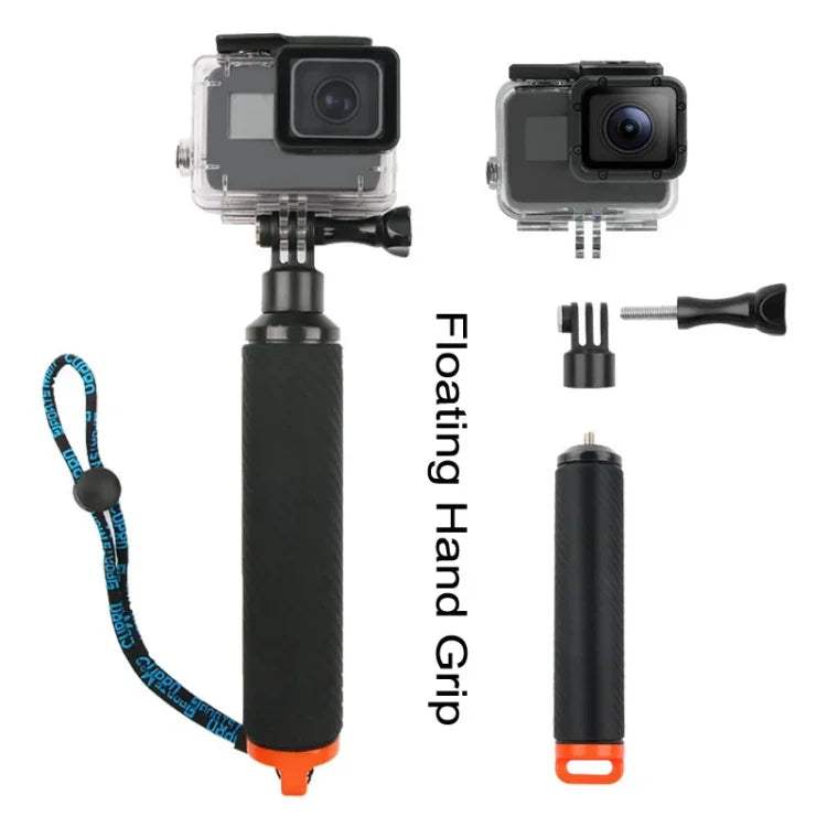 Bộ kích hoạt màn trập + nắp bảo vệ ống kính Dome Port trong suốt + tay cầm phao nổi kèm dây đeo chống mất điều chỉnh được & ốc vít & cờ lê cho GoPro HERO7 /6 /5, Nắp trong suốt + Tay cầm