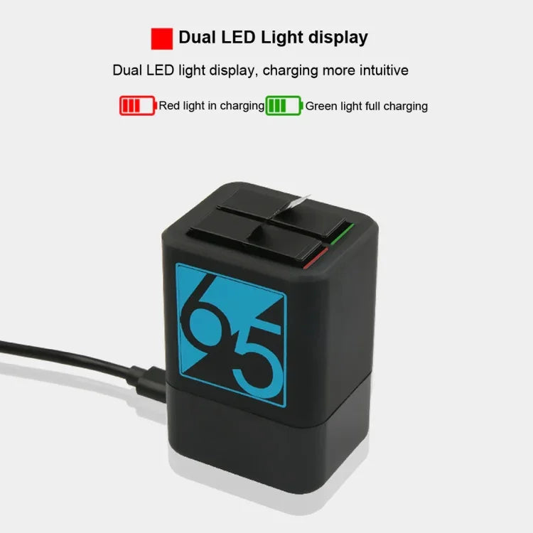Dual Batteries Charger with USB-C / Type-C Cable for GoPro HERO6 /5, Charger with TYPE-C Cable