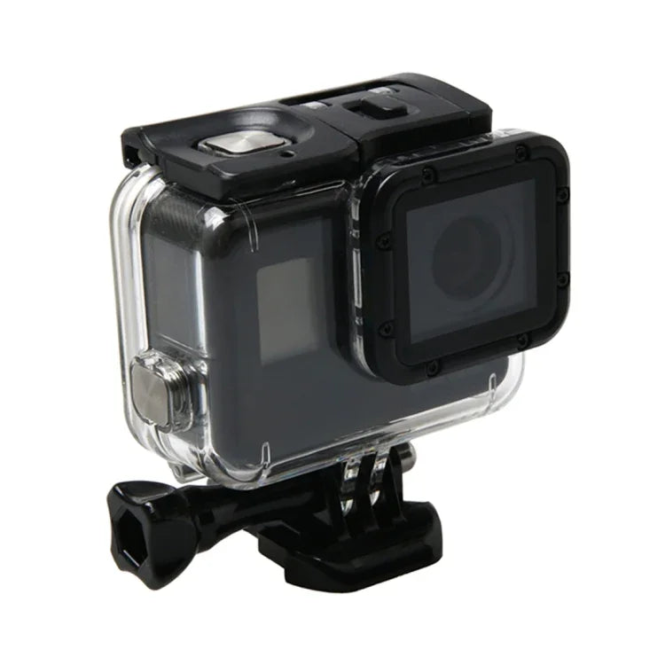 Vỏ bảo vệ chống nước cho GoPro HERO6 /5 + Nắp lưng rỗng có khóa, giá đỡ cơ bản & ốc vít, Vỏ chống nước
