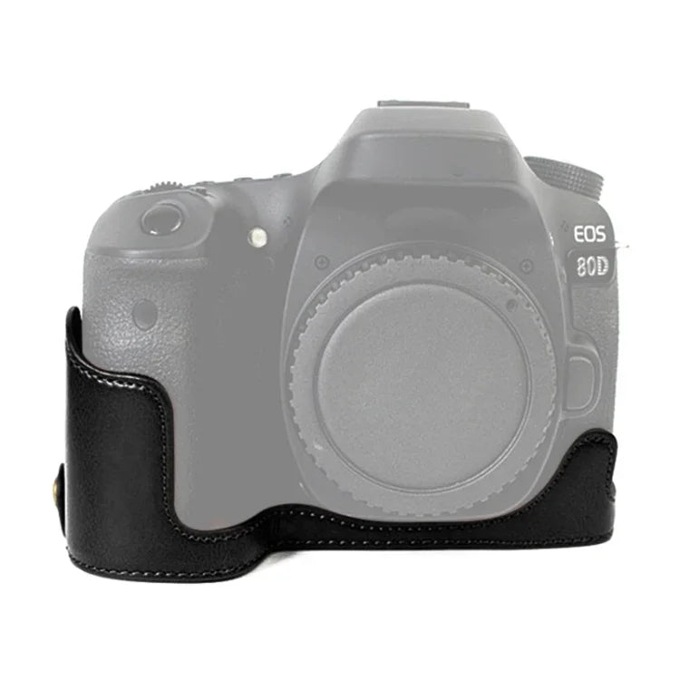 Đế Vỏ Nửa Máy Ảnh Da PU Ren 1/4 inch cho Canon EOS 80D / 70D, Cho Canon EOS 80D