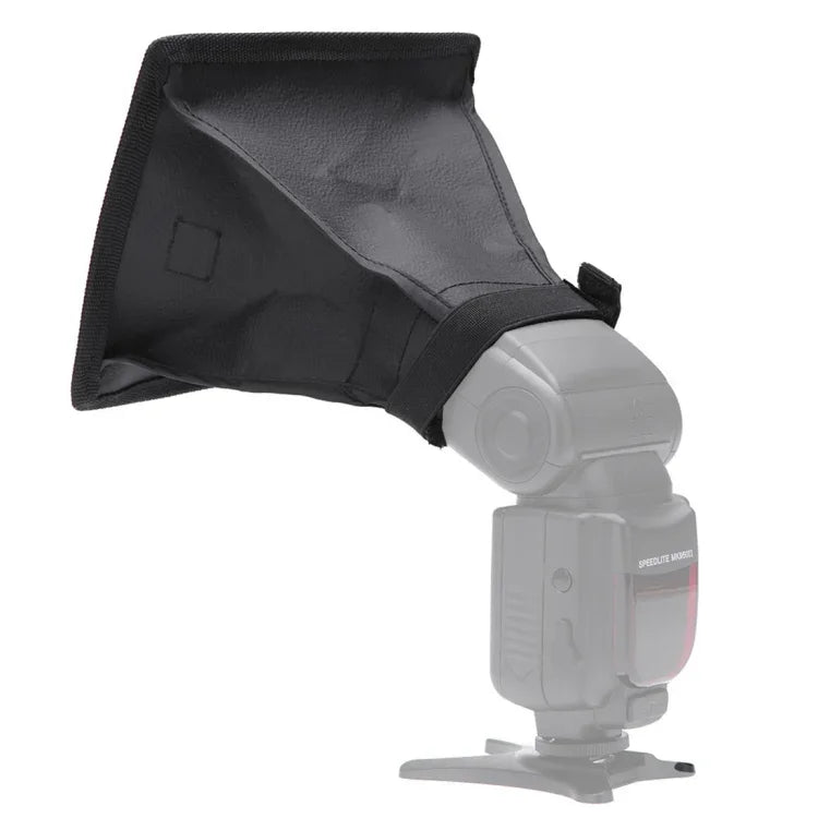 Hộp mềm gấp gọn cho đèn flash di động, không kèm giá đỡ đèn flash, kích thước: 15 x 17 cm (Đen + Trắng), hình chữ nhật 15x17cm