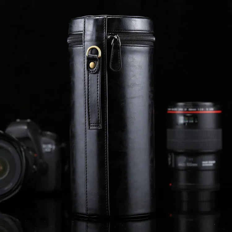 Túi đựng ống kính da PU khóa kéo kích thước lớn cho ống kính máy ảnh DSLR, kích thước: 24,5*10,5*10,5cm, 24,5 x 10,5cm (Nâu), 24,5 x 10,5cm (Cà phê), 24,5 x 10,5cm (Đen)