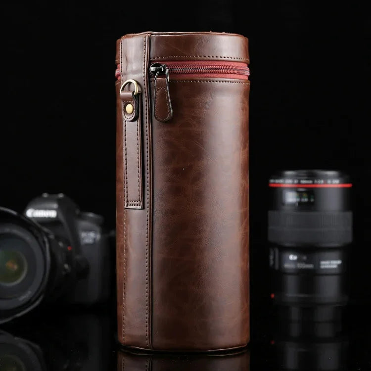 Túi đựng ống kính da PU khóa kéo kích thước lớn cho ống kính máy ảnh DSLR, kích thước: 24,5*10,5*10,5cm, 24,5 x 10,5cm (Nâu), 24,5 x 10,5cm (Cà phê), 24,5 x 10,5cm (Đen)