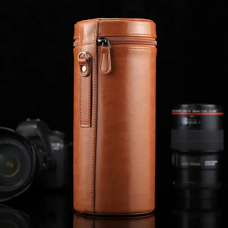 Túi đựng ống kính da PU khóa kéo kích thước lớn cho ống kính máy ảnh DSLR, kích thước: 24,5*10,5*10,5cm, 24,5 x 10,5cm (Nâu), 24,5 x 10,5cm (Cà phê), 24,5 x 10,5cm (Đen)