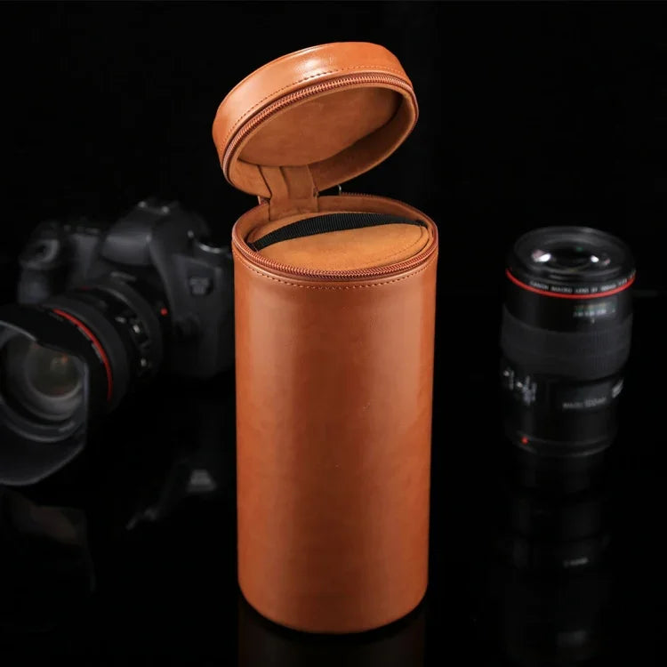 Túi đựng ống kính da PU khóa kéo kích thước lớn cho ống kính máy ảnh DSLR, kích thước: 24,5*10,5*10,5cm, 24,5 x 10,5cm (Nâu), 24,5 x 10,5cm (Cà phê), 24,5 x 10,5cm (Đen)