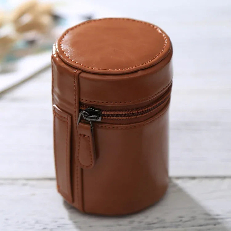 Small Lens Case Zippered PU Leather Pouch Box for DSLR Camera Lens, Size: 11x8x8cm, 11 x 8cm (Brown), 11 x 8cm (Coffee), 11 x 8cm (Black)