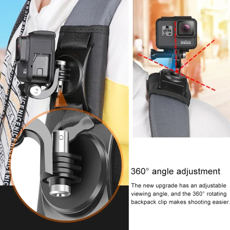 Kẹp gắn ba lô móc và vòng dán Rec-Mounts với vít cho GoPro, Insta360, DJI và các máy quay hành động khác