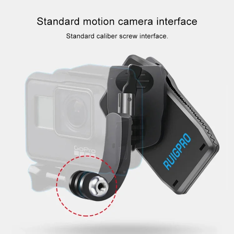 Giá Kẹp Ba Lô Quay 360 Độ Kiểu J RUIGPRO Có Vít Cho GoPro HERO9 Black / HERO8 Black / HERO7 /6 /5, DJI Osmo Action, Xiaoyi và Các Máy Ảnh Hành Động Khác