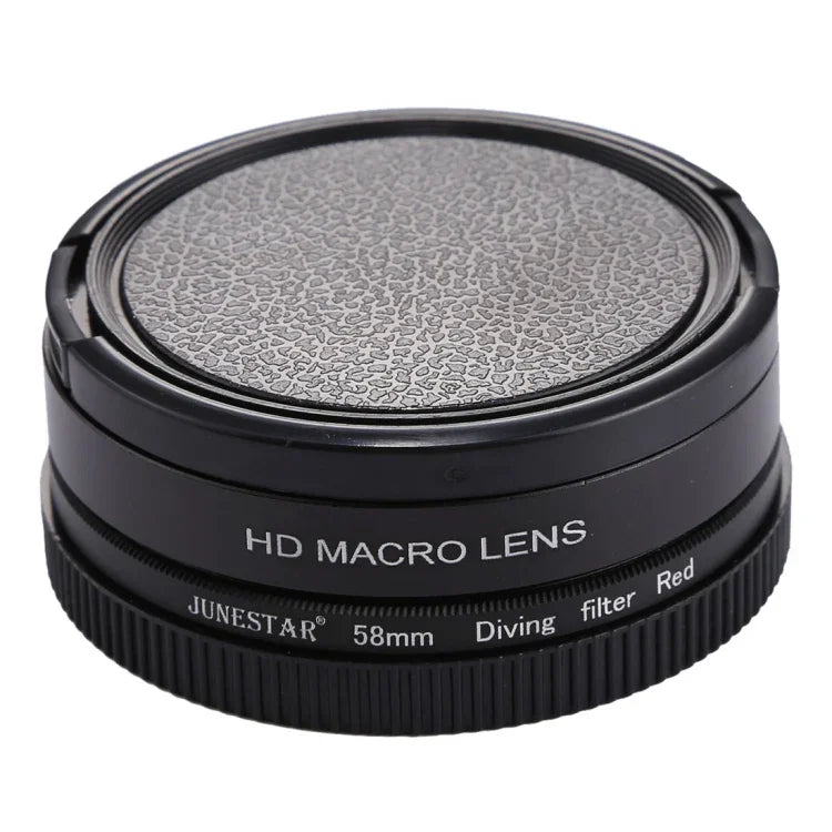 Ống Kính Macro 16X 58mm JSR + Bộ Lọc Ống Kính Lặn Màu Đỏ Kèm Nắp Ống Kính + Vòng Chuyển Bộ Lọc Ống Kính + Dây + Khăn Lau Cho GoPro HERO6 /5, Dùng cho HERO6 /5
