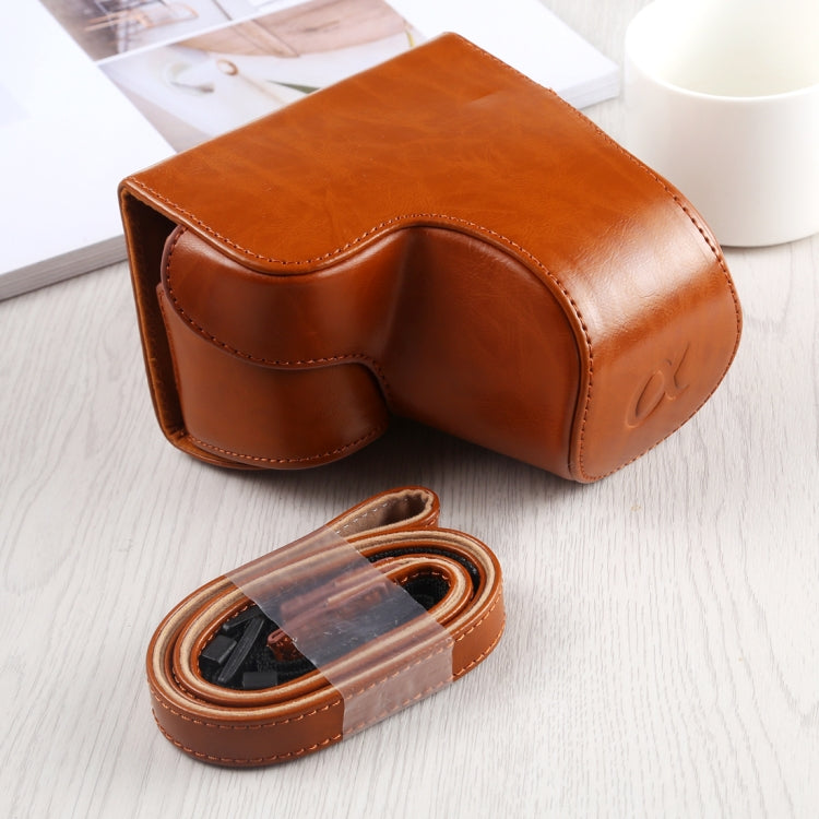 Túi ốp máy ảnh toàn thân bằng da PU có dây đeo cho Sony A6400 / ILCE-A6400, Dành cho Sony A6400