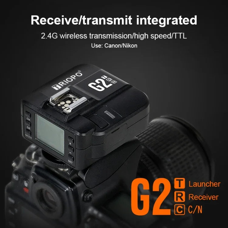 Bộ kích đèn flash không dây TRIOPO G2 2.4G nhận/phát TTL tốc độ cao cho máy ảnh Canon, G2 dành cho máy ảnh Canon
