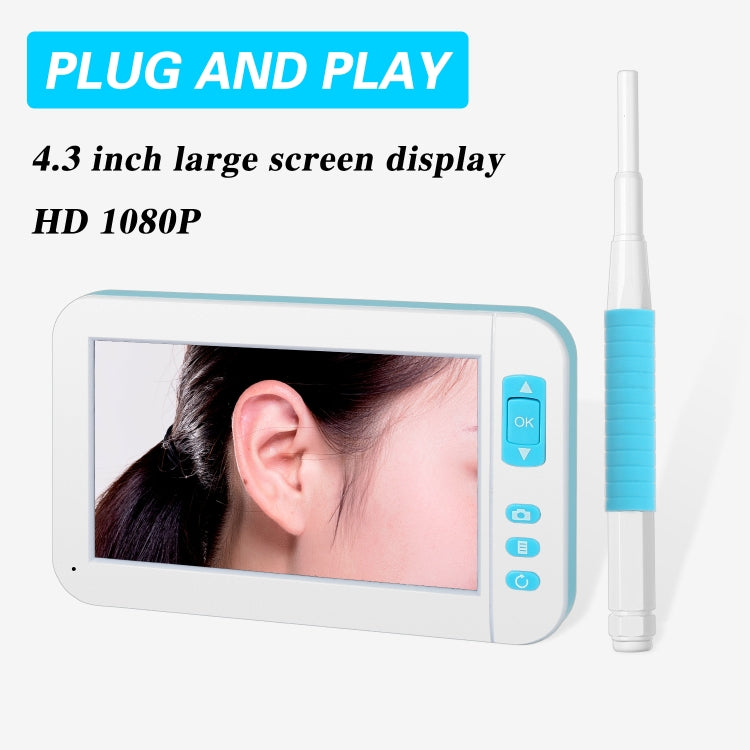 C01 Màn hình 4.3 inch hiển thị Nội soi tai trực quan HD1080P với 6 đèn LED, Đường kính: 3.9mm, C01 3.9mm
