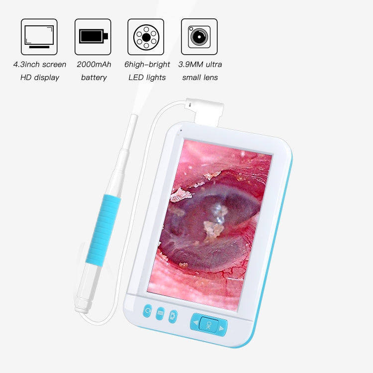 C01 Màn hình 4.3 inch hiển thị Nội soi tai trực quan HD1080P với 6 đèn LED, Đường kính: 3.9mm, C01 3.9mm