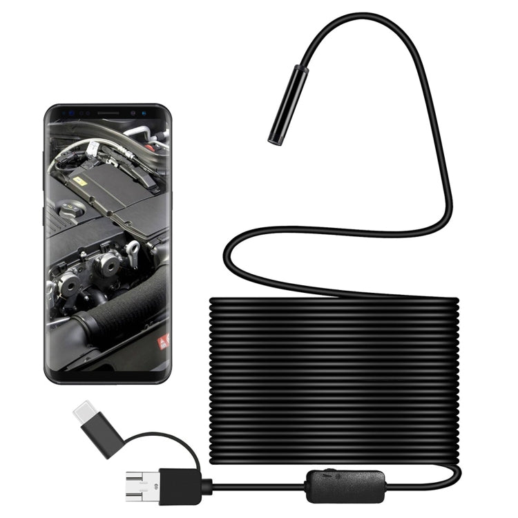 Camera nội soi kỹ thuật số chống nước 3 trong 1 đầu xoắn ốc 8mm Y101, chiều dài cáp cứng 10m