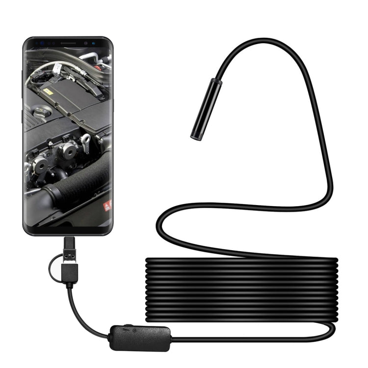 Camera nội soi kỹ thuật số chống nước 3 trong 1 đầu xoắn ốc 8mm Y101, chiều dài cáp cứng 10m