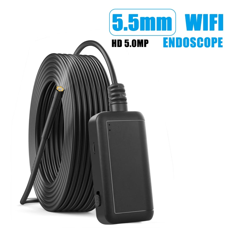 F220 Camera nội soi kiểm tra WIFI HD 5.0MP 5.5mm với 6 đèn LED, Chiều dài: 5m, Chiều dài: 5m