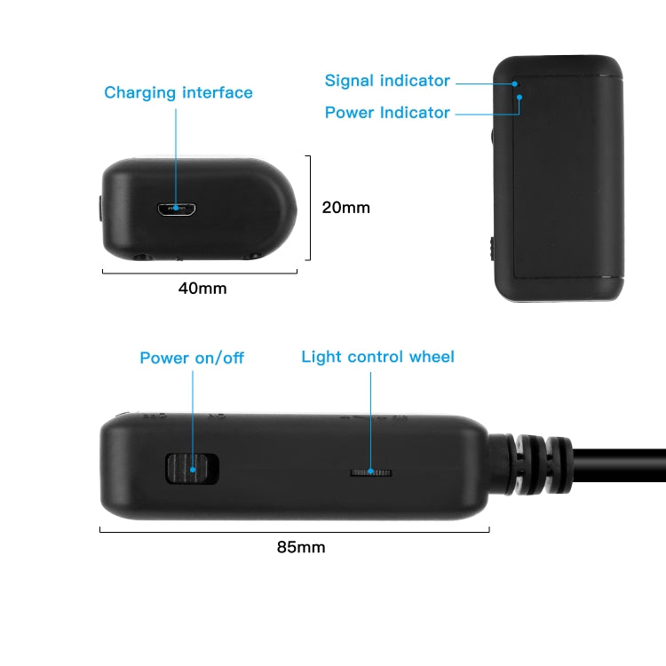 F220 Camera nội soi kiểm tra WIFI HD 5.0MP 5.5mm với 6 đèn LED, Chiều dài: 5m, Chiều dài: 5m