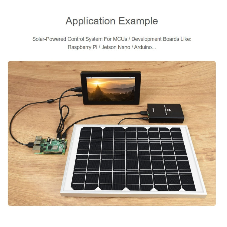 Bộ quản lý năng lượng mặt trời Waveshare, pin Li-Po 10000mAh tích hợp, hỗ trợ tấm pin mặt trời 6V~24V, 19799