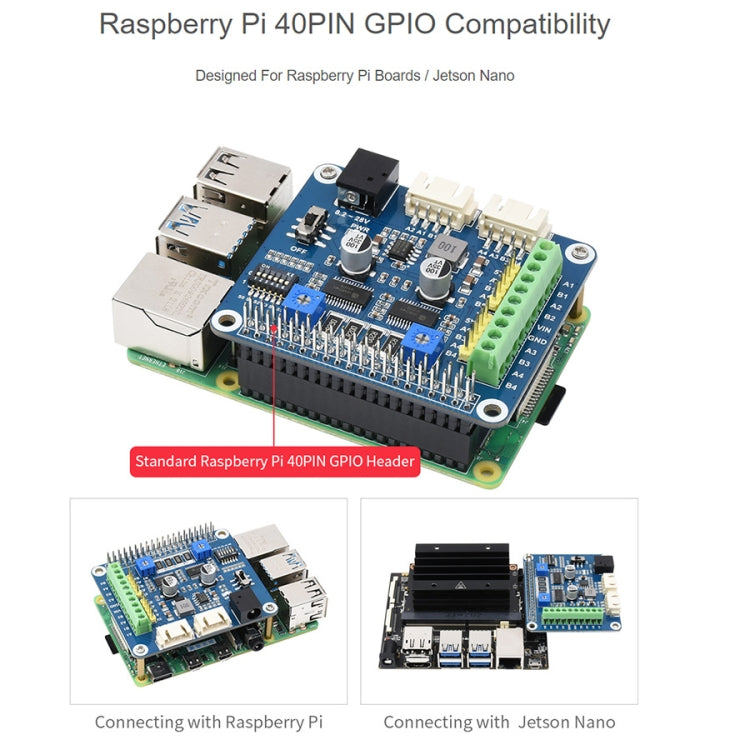 Mô-đun động cơ bước Waveshare HRB8825 cho Raspberry Pi, điều khiển hai động cơ bước, lên đến vi bước 1/32