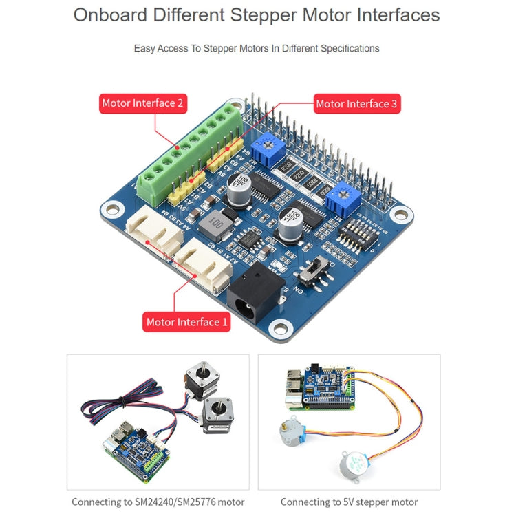 Mô-đun động cơ bước Waveshare HRB8825 cho Raspberry Pi, điều khiển hai động cơ bước, lên đến vi bước 1/32