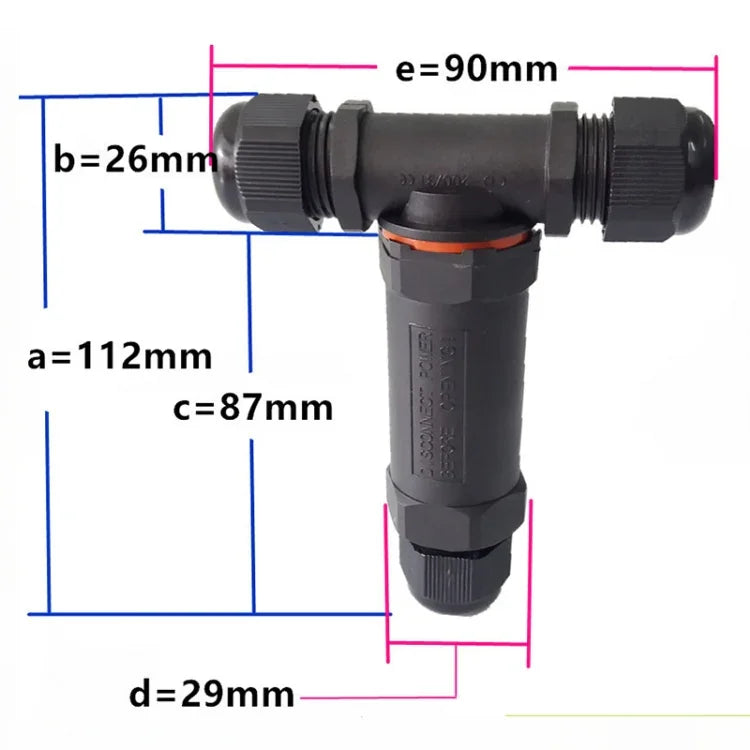 Đầu nối cáp chống nước IP68 3 chân loại T XY25, XY25(T3)