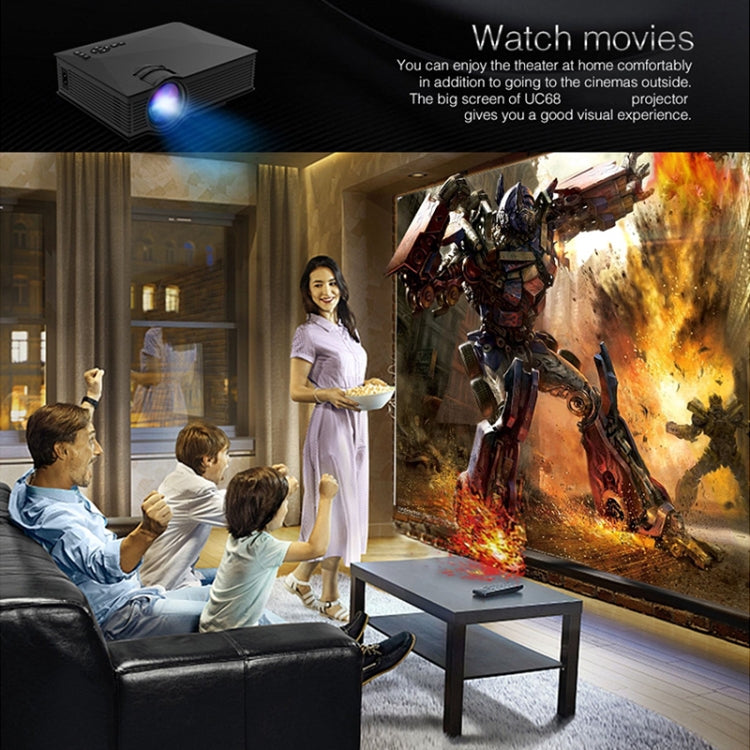 Máy chiếu LED đa phương tiện rạp hát tại nhà UC68 80ANSI 800x400 HD 1080P, hỗ trợ USB/SD/HDMI/VGA/IR, UC68 800x400