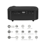 Máy chiếu di động A2000 800 lumen LCD cho rạp hát tại nhà, hỗ trợ 1080P, phích cắm EU