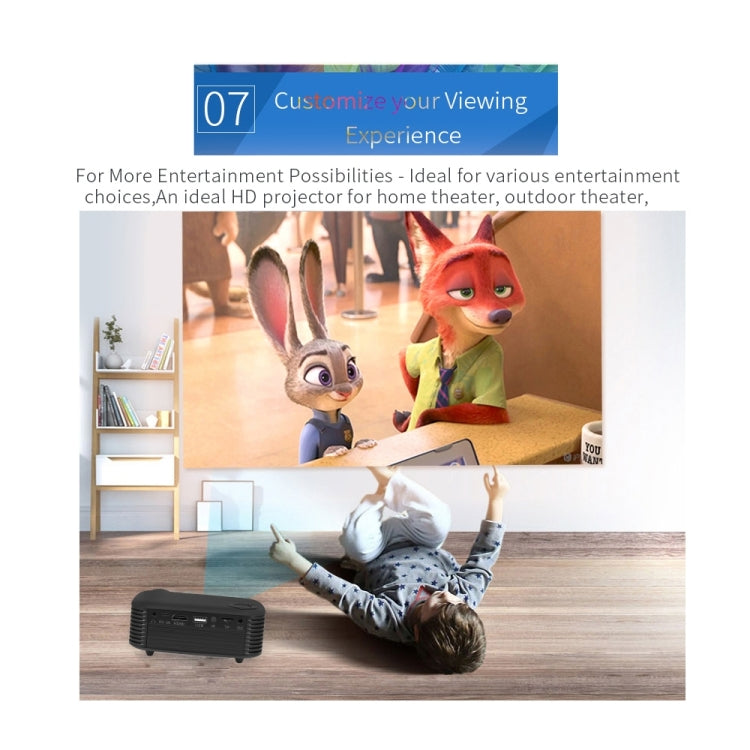 Máy chiếu di động A2000 800 lumen LCD cho rạp hát tại nhà, hỗ trợ 1080P, phích cắm EU