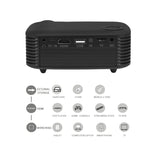 Máy chiếu di động A2000 800 lumen LCD cho rạp hát tại nhà, hỗ trợ 1080P, phích cắm UK