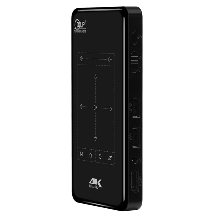 Máy chiếu thông minh mini 4K Ultra HD P09 di động với điều khiển từ xa hồng ngoại, Amlogic S905X 4 nhân A53 lên đến 1.5GHz Android 6.0, 1GB+8GB, hỗ trợ WiFi 2.4G/5G, Bluetooth, thẻ TF
