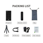 Máy chiếu thông minh mini 4K Ultra HD P09 di động với điều khiển từ xa hồng ngoại, Amlogic S905X 4 nhân A53 lên đến 1.5GHz Android 6.0, 1GB+8GB, hỗ trợ WiFi 2.4G/5G, Bluetooth, thẻ TF