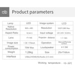 T5 Máy Chiếu Thông Minh Công Nghệ LED+LCD 100ANSI Lumen Độ Phân Giải 800x400 480P, Hỗ Trợ HDMI / Thẻ SD / 2 x USB / Audio 3.5mm, Phiên Bản Thường, Phiên Bản Thường