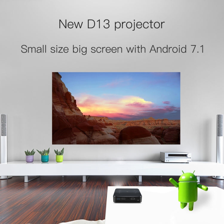 D13 2+16G Máy Chiếu Mini Bỏ Túi 854 x 480 Android 7.1.2 4K DLP Thông Minh Cầm Tay LED WIFI Rạp Hát Gia Đình, Hỗ Trợ USB / TF / HDMI