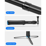 Chân đế cầm tay liền khối RUIGPRO Gậy selfie Monopod kéo dài cho GoPro, Insta360, DJI và các máy quay hành động khác, Màu đen