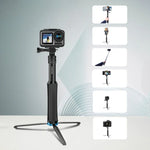 Chân đế cầm tay liền khối RUIGPRO Gậy selfie Monopod kéo dài cho GoPro, Insta360, DJI và các máy quay hành động khác, Màu đen