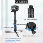 Chân đế cầm tay liền khối RUIGPRO Gậy selfie Monopod kéo dài cho GoPro, Insta360, DJI và các máy quay hành động khác, Màu đen