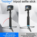 Chân đế cầm tay liền khối RUIGPRO Gậy selfie Monopod kéo dài cho GoPro, Insta360, DJI và các máy quay hành động khác, Màu đen
