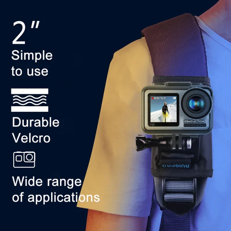 Giá kẹp gắn ba lô RUIGPRO móc và vòng dán với vít cho GoPro, Insta360, DJI và các máy quay hành động khác, Kẹp móc và vòng dán