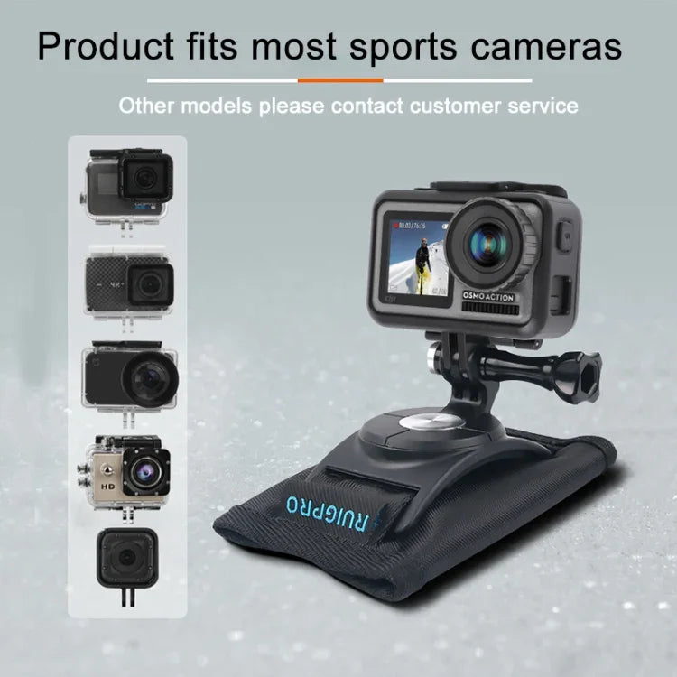 Giá kẹp gắn ba lô RUIGPRO móc và vòng dán với vít cho GoPro, Insta360, DJI và các máy quay hành động khác, Kẹp móc và vòng dán