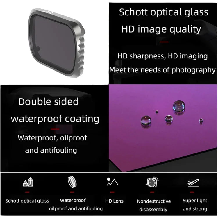 Bộ lọc ống kính 8 trong 1 JSR KS UV + CPL + ND8 + ND16 + ND32 + ND64 + STAR + NIGHT cho DJI Air 2S, Khung nhôm, UV + CPL + ND8 + ND16 + ND32 + ND64 + STAR + NIGHT