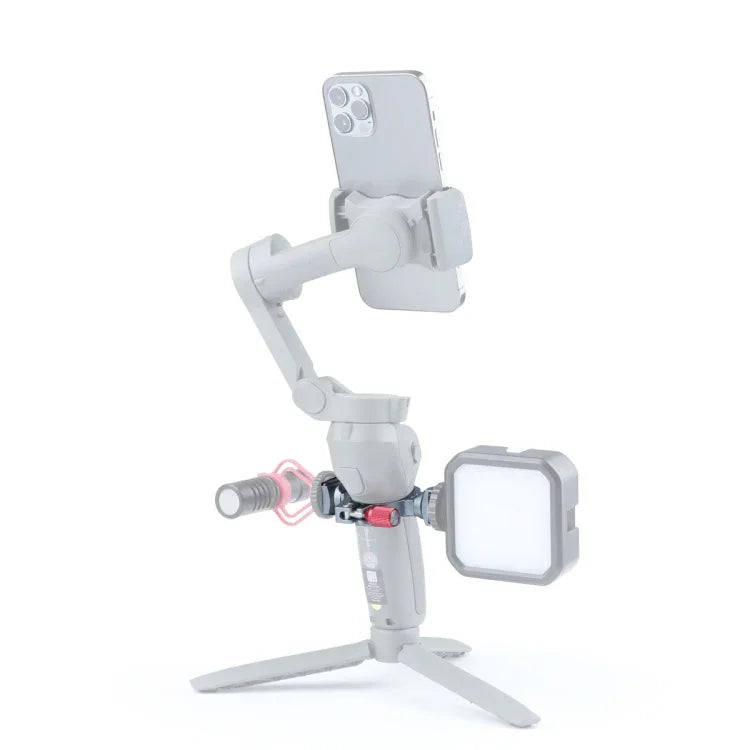 Stabilizer Extension Bracket Ring Adapter with Dual Cold Shoe Base for DJI OM4 / Osmo Mobile 3, Bracket For DJI OM4