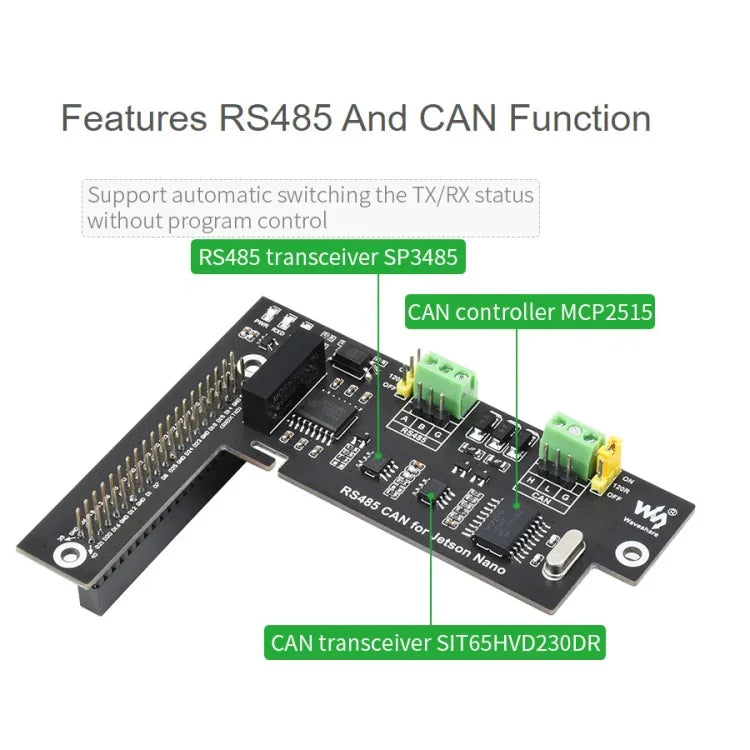 Bảng mở rộng Waveshare RS485 CAN cho Jetson Nano, cách ly kỹ thuật số, mạch bảo vệ tích hợp