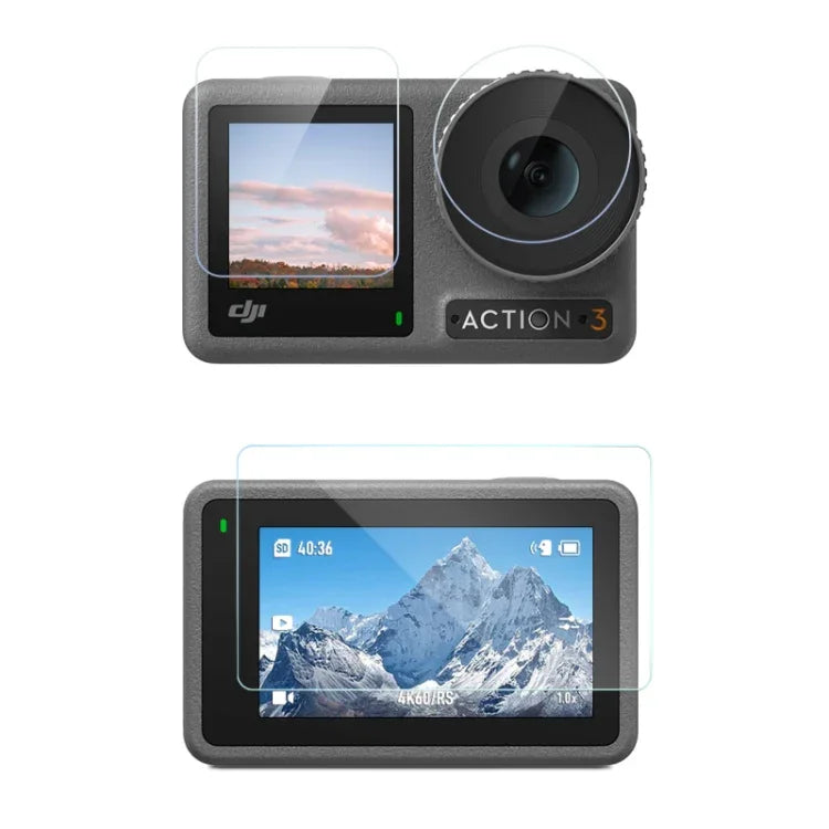 Miếng Dán Chống Nổ Kim Cương 3 Trong 1 Cho Ống Kính Trước Và Màn Hình Sau DJI Osmo Action 3, Cho DJI Osmo Action 3