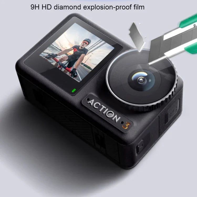 Miếng Dán Chống Nổ Kim Cương 3 Trong 1 Cho Ống Kính Trước Và Màn Hình Sau DJI Osmo Action 3, Cho DJI Osmo Action 3