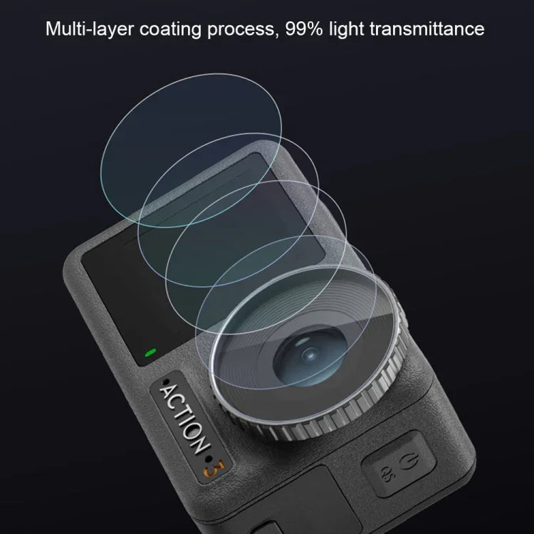 Miếng Dán Chống Nổ Kim Cương 3 Trong 1 Cho Ống Kính Trước Và Màn Hình Sau DJI Osmo Action 3, Cho DJI Osmo Action 3